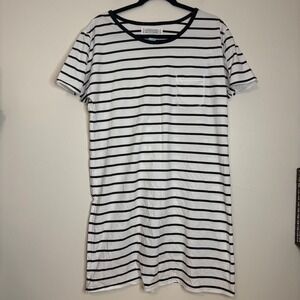VTG Victorias Secret Country‎ Striped T Shirt Dress Casual Comfy Black White